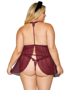 Dreamgirl Embroidery Babydoll And G String Set