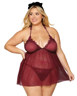 Dreamgirl Embroidery Babydoll And G String Set