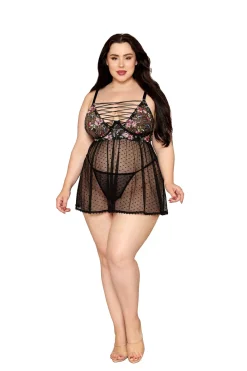 Dreamgirl Floral Babydoll And G String Set