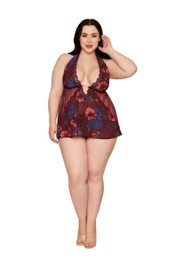 Dreamgirl Floral Babydoll And G String Set