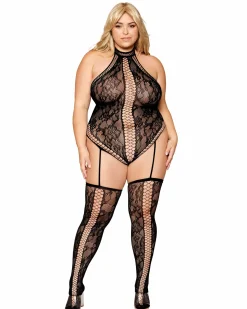 Dreamgirl Garter Teddy And Thigh High Stockings