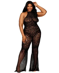 Dreamgirl Lace And Fishnet Flared Bodystocking