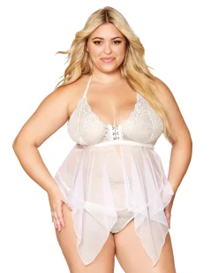 Dreamgirl Lace And Mesh Babydoll Set