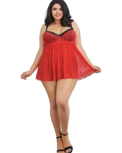 Dreamgirl Lace Babydoll And G String Set
