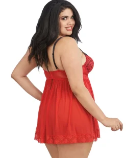 Dreamgirl Lace Babydoll And G String Set