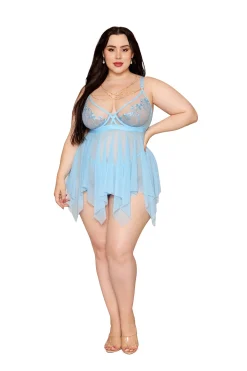 Dreamgirl Lace Mesh Babydoll And G String Set