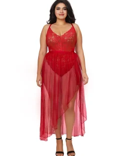 Dreamgirl Mosaic Lace Teddy And Skirt Set