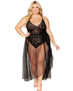 Dreamgirl Mosaic Lace Teddy And Skirt Set
