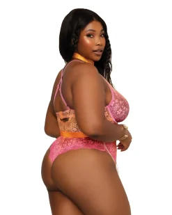 Dreamgirl Ombre Lace Teddy and Chain Harness Set