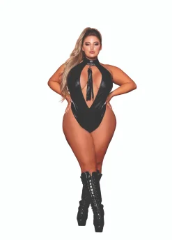 Dreamgirl Open Front Halter Teddy And Flogger Set