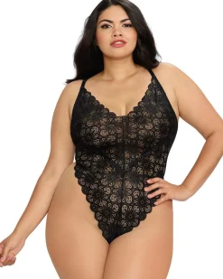 Dreamgirl Plus Size Lace Teddy And Skirt Set