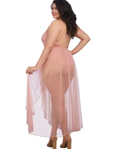 Dreamgirl Plus Size Lace Teddy And Maxi Skirt Set