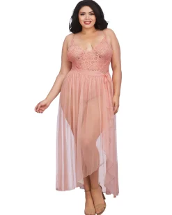 Dreamgirl Plus Size Lace Teddy And Maxi Skirt Set