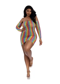 Dreamgirl Rainbow Arm Warmers And Mini Dress