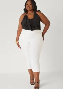 Embellished Cowl Neck Halter Top