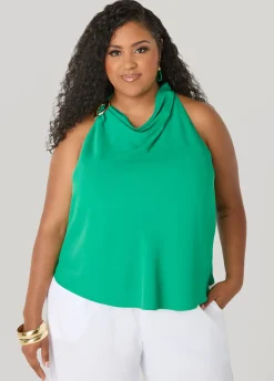 Embellished Cowl Neck Top