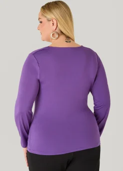 Embellished Draped Knit Top