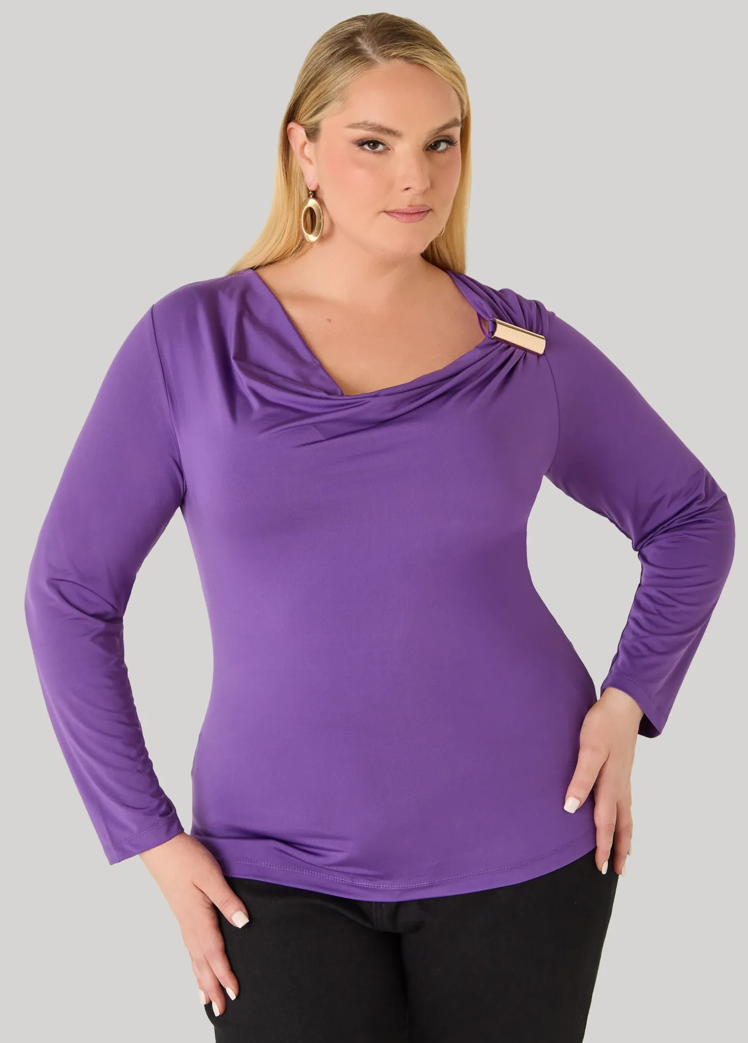 Embellished Draped Knit Top