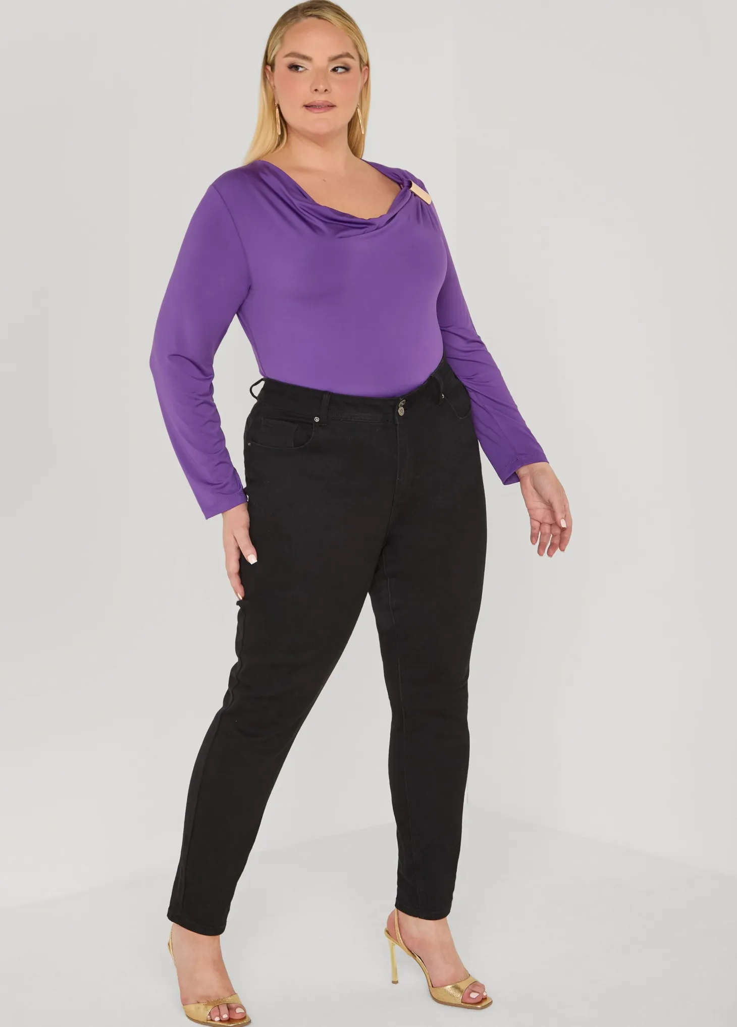 Embellished Draped Knit Top