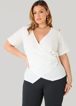 Embellished Faux Wrap Top