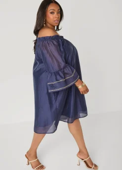 Embroidered Off The Shoulder Dress