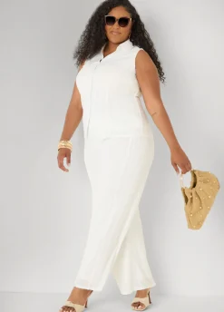 Eyelet Button Front Top