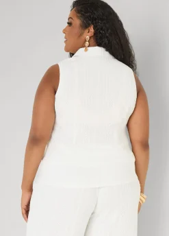 Eyelet Button Front Top