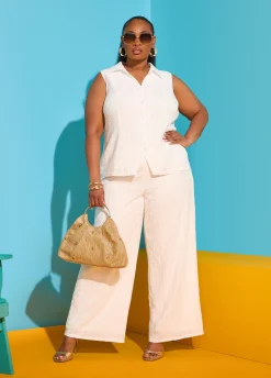 Eyelet Straight Leg Pants