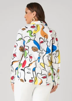 Face Print Collared Shirt