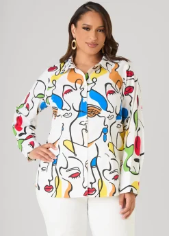 Face Print Collared Shirt