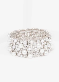 Faux Pearl And Crystal Bracelet