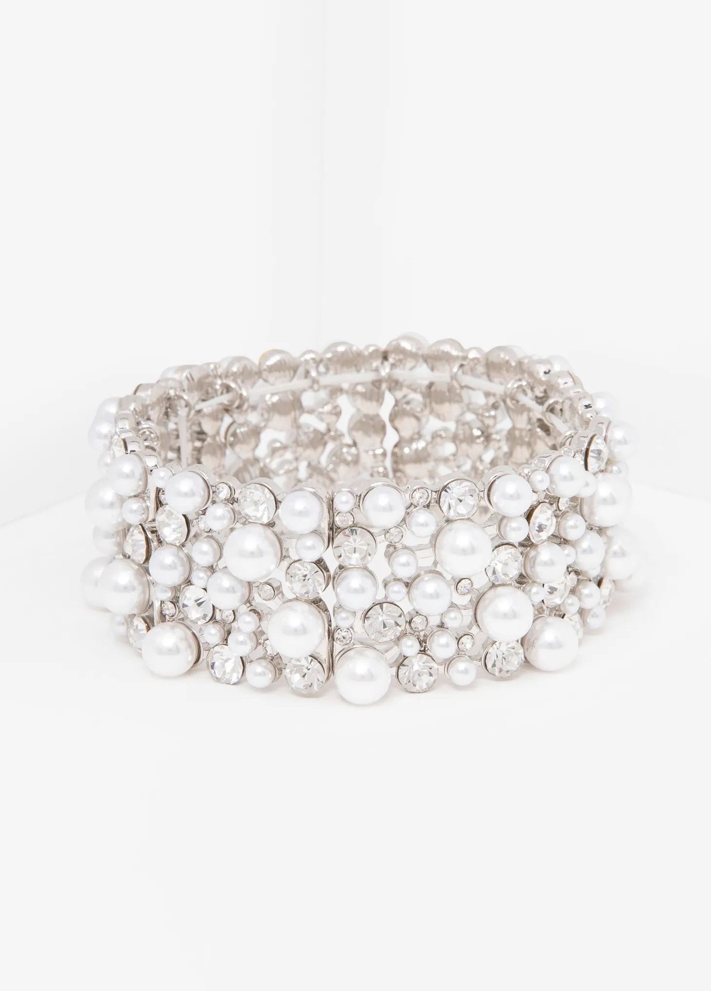 Faux Pearl And Crystal Bracelet