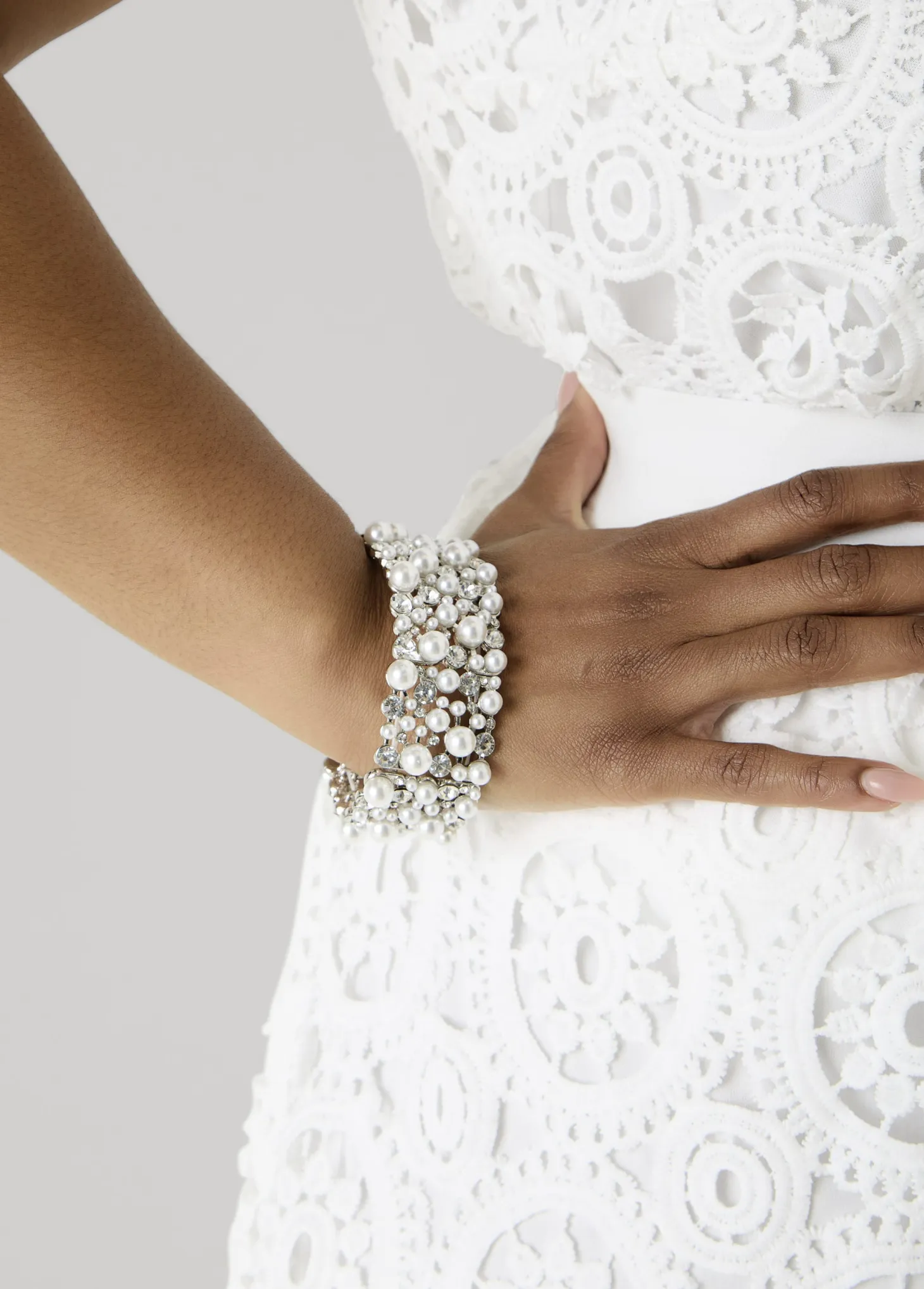 Faux Pearl And Crystal Bracelet
