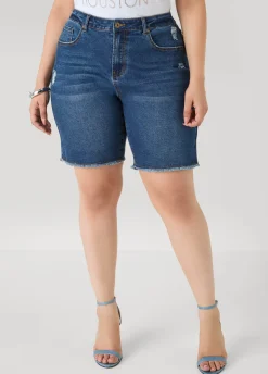 Fearless Distressed High Waist Denim Shorts