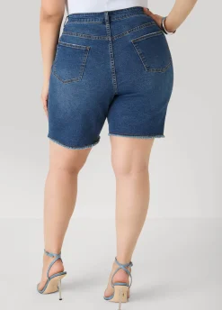 Fearless Distressed High Waist Denim Shorts
