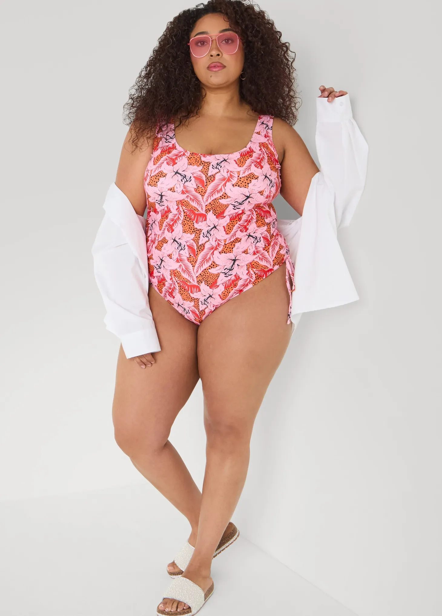 Floral Drawstring Swimsuit