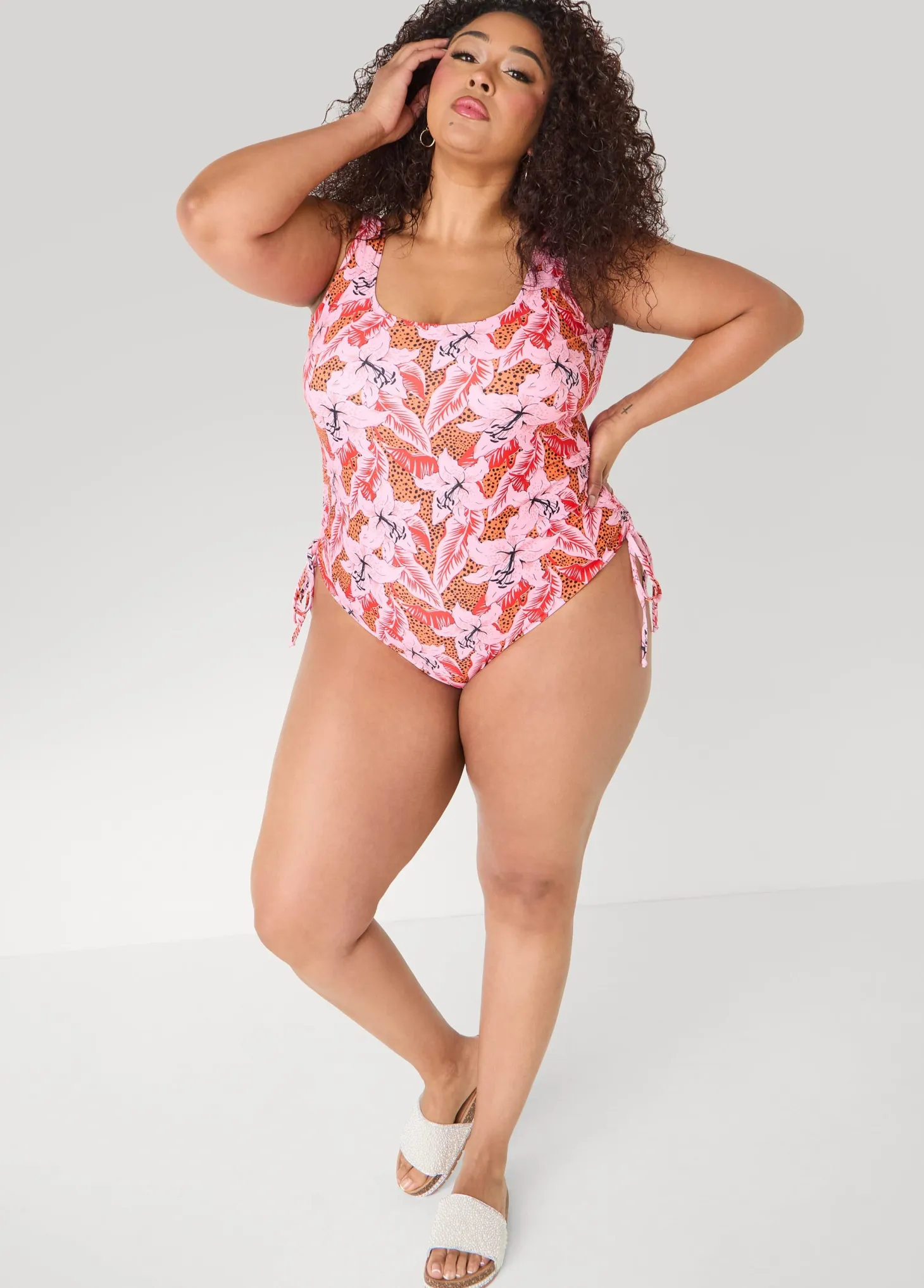 Floral Drawstring Swimsuit