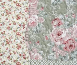 Floral Patchwork Reversible Quilt 3 Piece Set
