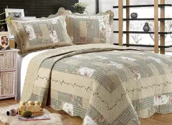 Floral Patchwork Reversible Quilt Set