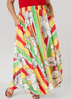 Floral Satin Maxi Skirt