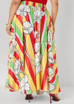 Floral Satin Maxi Skirt