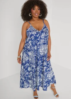 Floral V Neck Midaxi Dress