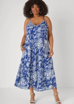 Floral V Neck Midaxi Dress