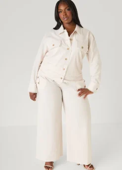Frayed Linen Blend Trucker Jacket