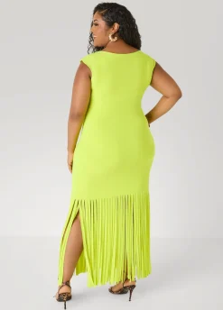 Fringed Knit Maxi Dress