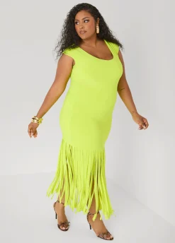 Fringed Knit Maxi Dress