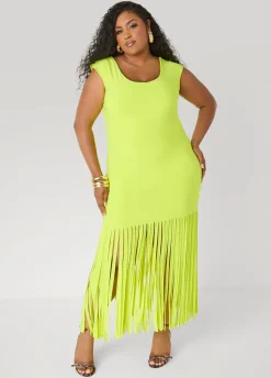 Fringed Knit Maxi Dress