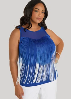 Fringed Mesh Paneled Top