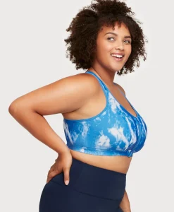 Front-Closure Zip Up Sports Bra Blue