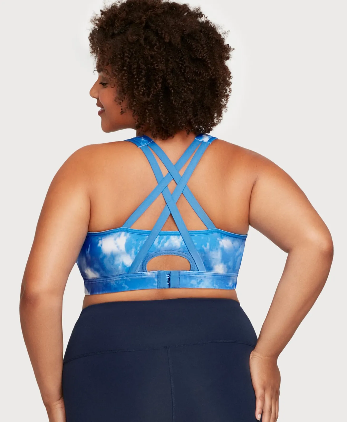 Front-Closure Zip Up Sports Bra Blue